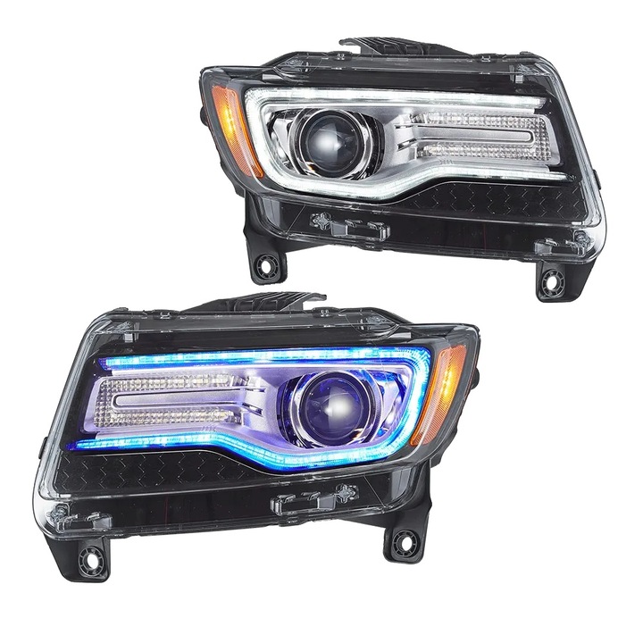 Asamblare Faruri, Proiector LED, Waterproof IP67, Chrome Amber