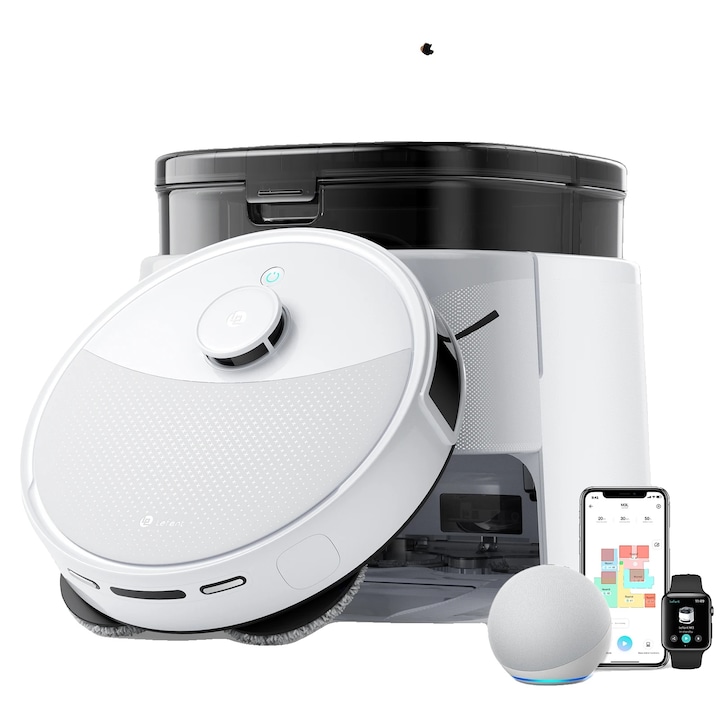 Aspirator robot eufy RoboVac LR30 Hybrid+, Vacuum-Mop 2-in-1, Statie inteligenta de golire automata, iPath Laser Navigation, Wi-Fi, 3000Pa, Negru