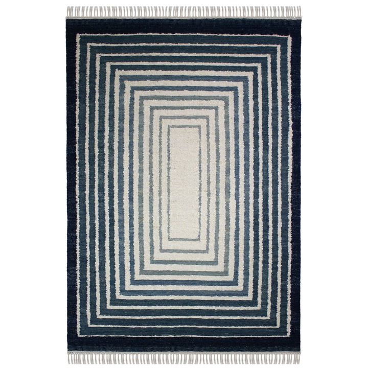 Covor BOUCLE WOOL FRAME BLUE 140X200 BLUE MODERN RECTANGLE 74% Lana 26% FIBRE MIXTE