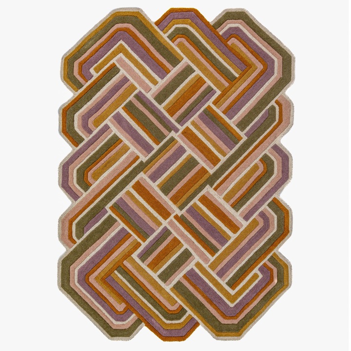 Covor LATTICE SHAPED WOOL LILAC 140X200 PINK GEOMETRIC RECTANGLE 100% Lana