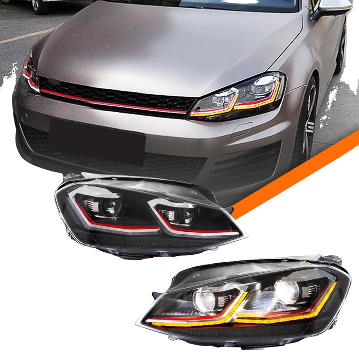 Proiectoare LED pentru Golf 7, lumini de zi automate, semnalizare secventiala, dimensiuni 10 lbs