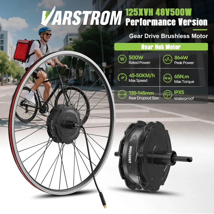 Kit de conversie bicicleta electrica, motor fara perii, 500W, 26inch, 48V, 13Ah, Hailong,