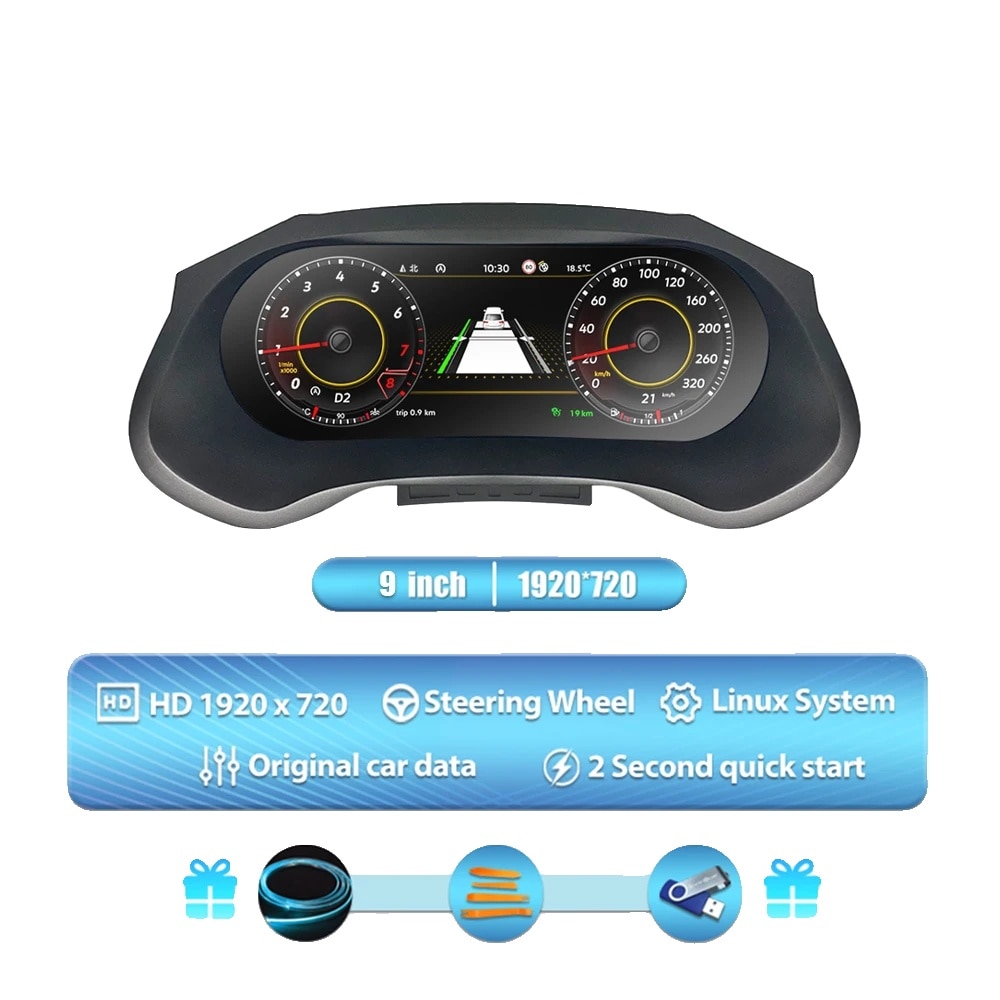 Display pentru tabloul de bord, 9 inch, 1920x720, pentru Seat Leon
