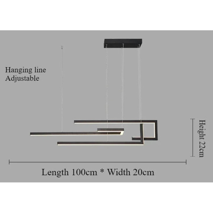 Pendul, design geometric, inaltime ajustabila, neagra, 100x20x22cm, lumina rece