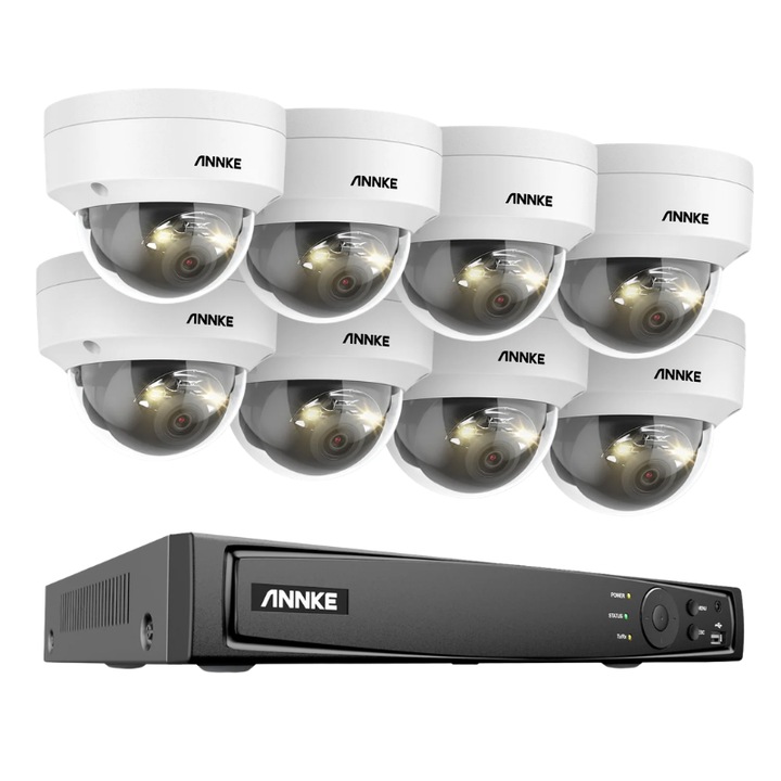 Kit Supraveghere, 8MP, Viziune Nocturna Color, 8CH NVR si 6 Camere, 1T