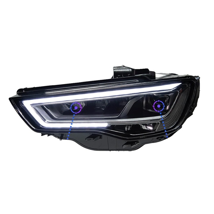 Ansamblu far, lentila proiector, compatibil cu Audi A3 2013-16, pentru halogen original, LHD-a