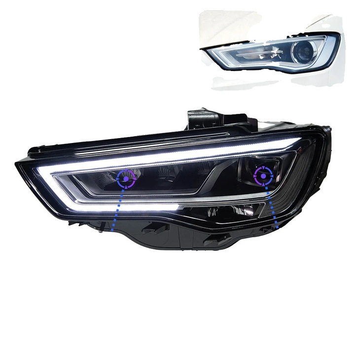 Proiector LED Audi A3 2013-2016, set, inalta performanta, design modern, 12V, 11kg