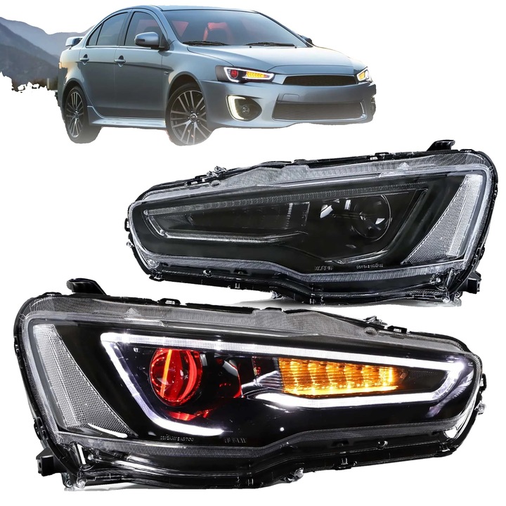 Proiector faruri, dual beam projector, negru cu demon eye, 63.5x48x32cm, 6.2kg