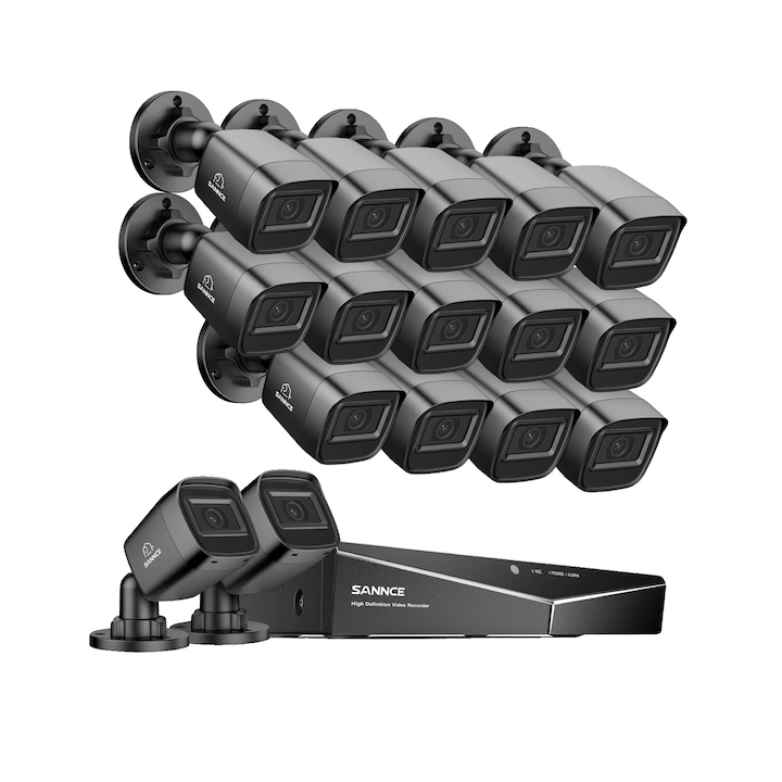 Kit Supraveghere 8CH, 8MP, 8 Camere, 4K UHD, Viziune Nocturna, 2T