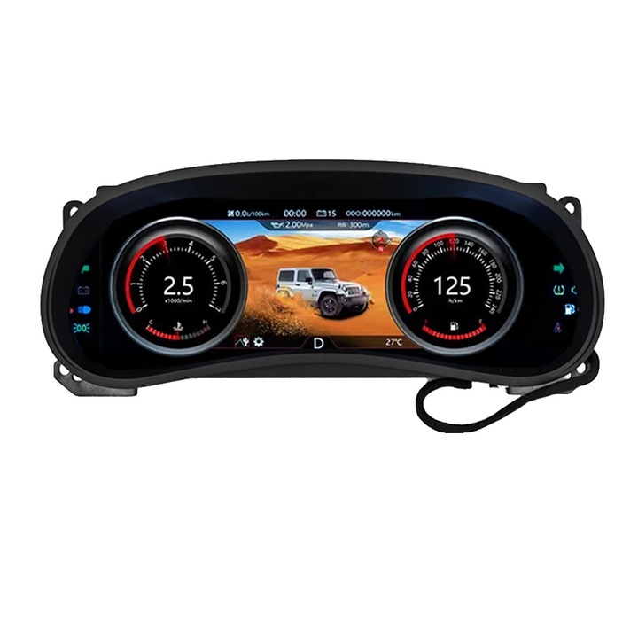 Panou de bord pentru Jeep Wrangler A, 12.3 inch LCD, 1920x720px, instalare usoara, material metalic si plastic