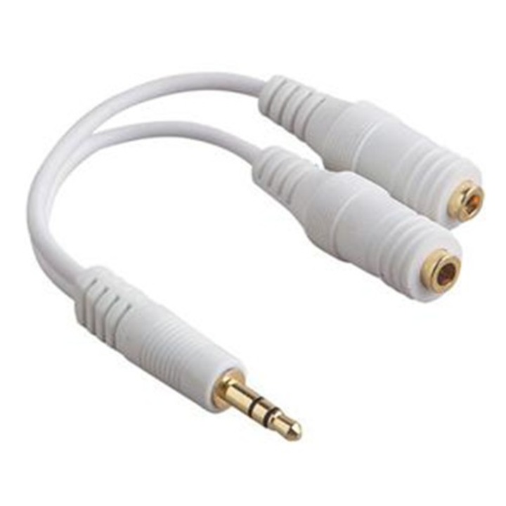 Splitter audio jack 3.5mm, alb