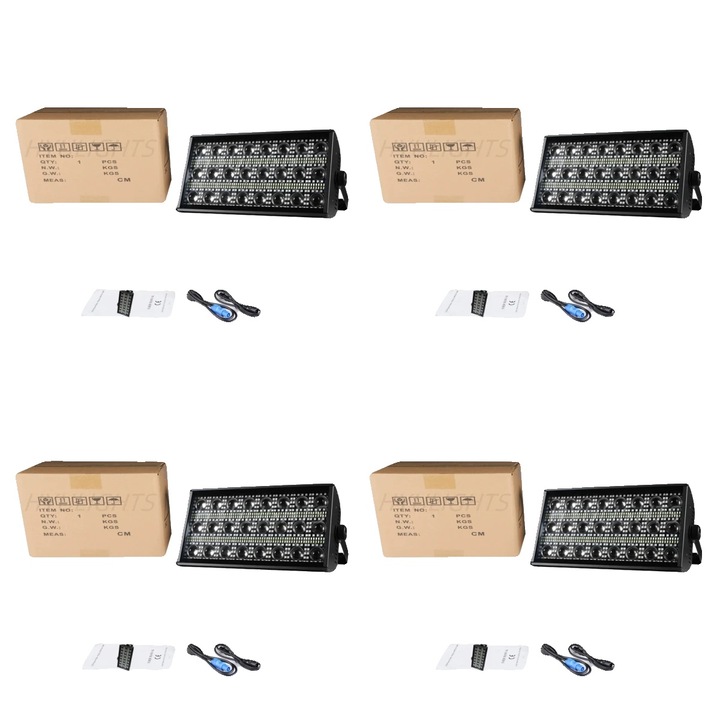 Színpadi fény szett, 4db-300W, DMX vezérlés, RGBW 4in1, 45x26x11cm, EU csatlakozó