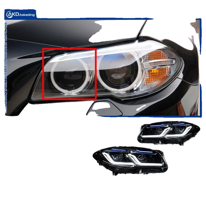 Proiectoare BMW 5 Series 2014-2017, xenon, design modern, iluminare superioara, 12V