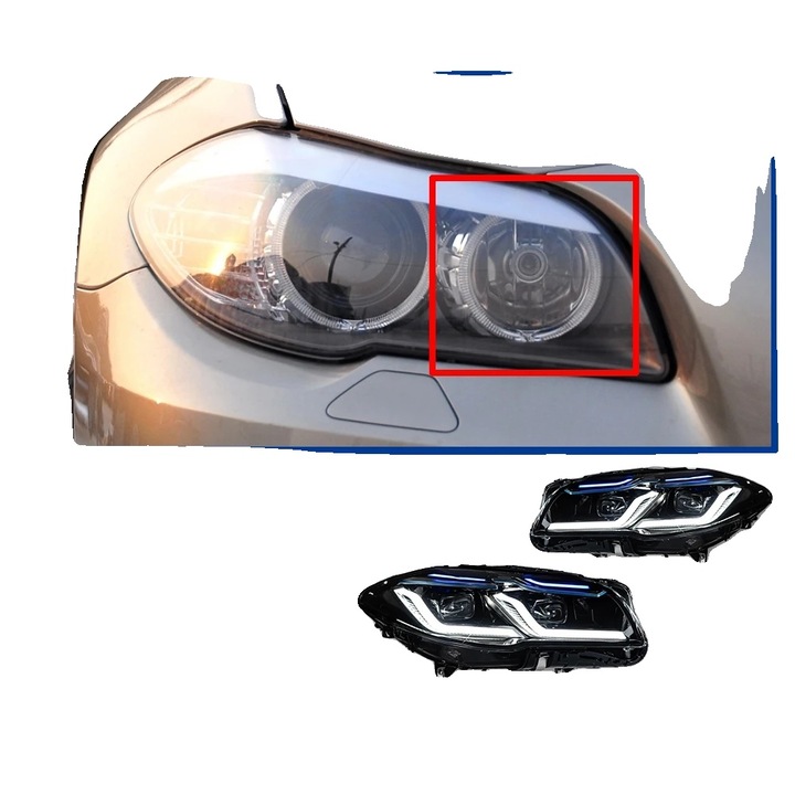 Proiectoare BMW 5 Series 2010-2013, halogen, iluminare superioara, design modern, 12V