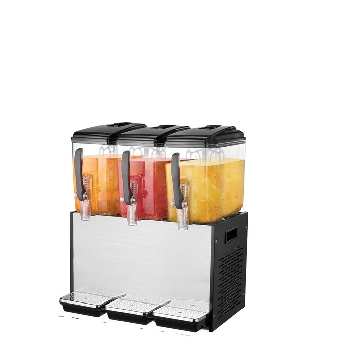Dispenser de bauturi comercial, capacitate mare 3X12L, racire eficienta, otel inoxidabil 304, dimensiuni compacte