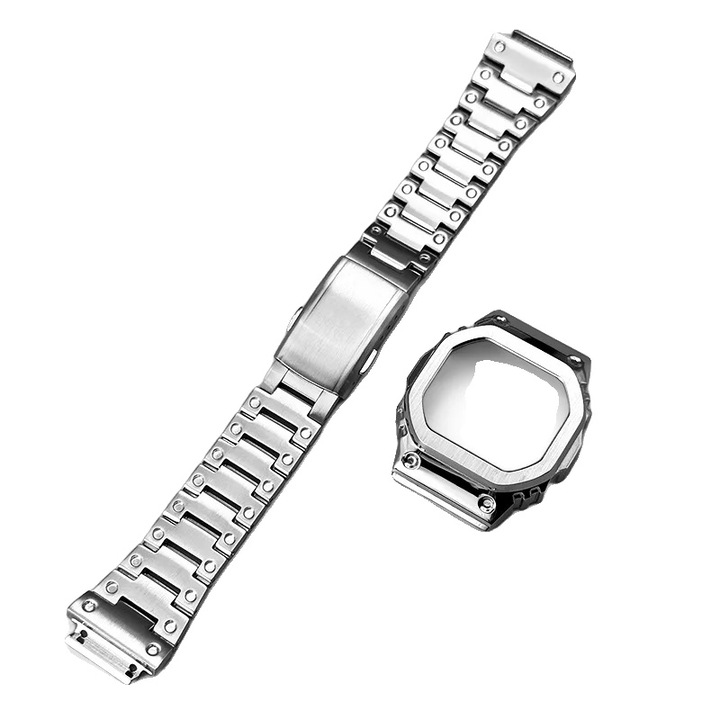 Curea din otel inoxidabil pentru ceas Casio DW-H5600, model paisley retro, argintie, dimensiune standard