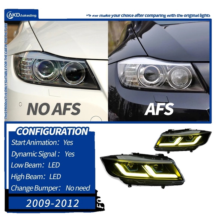 Asamblare faruri, 09-12 XenonLED, tehnologie LED, design lentila proiector, compatibil cu BMW E90 2009-2012