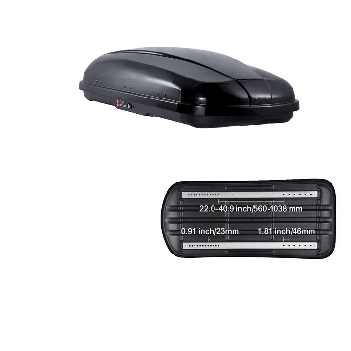 Багажник за покрив, 14 куб. фута, ABS материал, двустранно отваряне, размери 370L