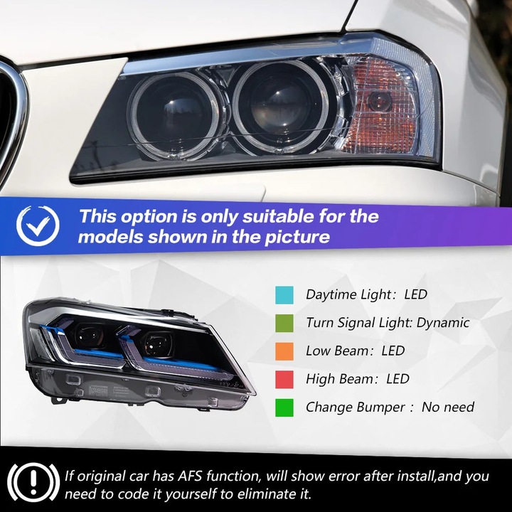 Ansamblu far, LED, integrare semnalizare, xenon original, pentru BMW X3 F25 2010-2013