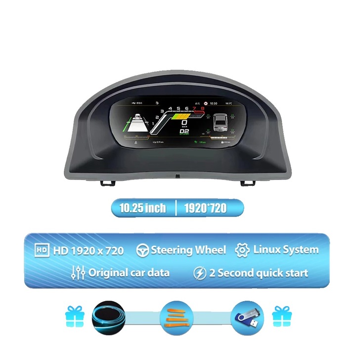 Tablou de bord, 10.25 inch, suport multilingv, pentru VW EOS 2003-2008