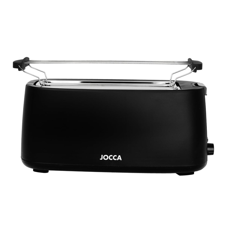 Тостер JOCCA 2 филии, естествена линия / 7 нива на препичане, функция за размразяване, затопляне и отказ, тава за трохи, широки отвори за различни видове хляб, тестени изделия (черен, 4 филии)