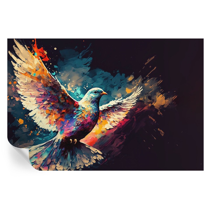 Öntapadós Dekor Tapéta, Tulup, Színes madár, Kék, 104 x 70 cm, Dekoráció, Könnyen Tisztítható, 010170060170000074334