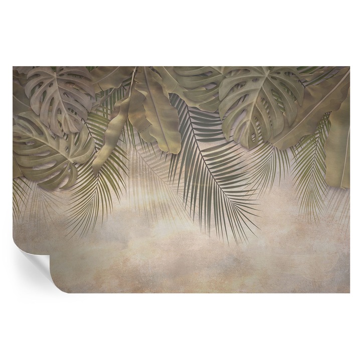 Öntapadós Tapéta Falra, Tulup, Trópusi levelek, Zöld, 104 x 70 cm, Dekoráció, Előszobába, Konyhába, 010170060170000285198