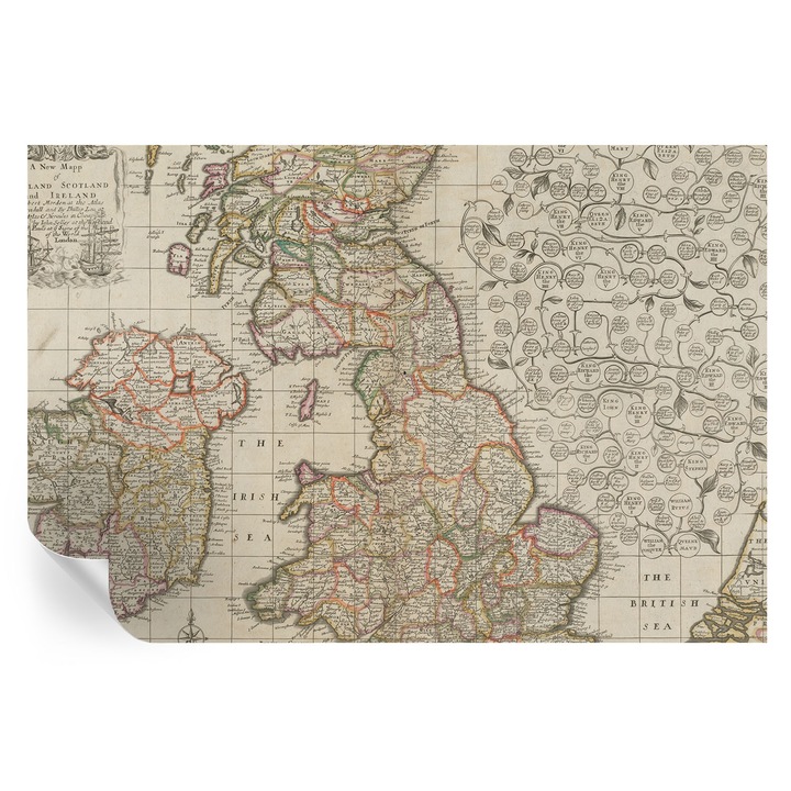 Tapet Autocolant De Perete, Tulup, Harta antica, Bej, 104 x 70 cm, Decorativ, Rezistente La Apa, Umiditate Si Pete, 010170060170000285368