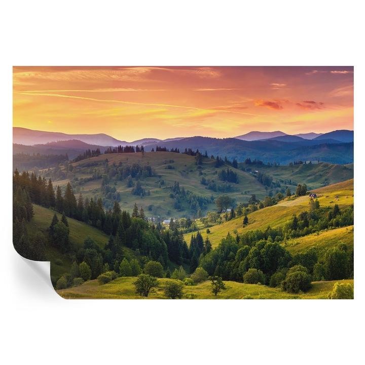 Öntapadós Tapéta Falra, Tulup, Hegyi táj, Sárga, 152 x 104 cm, Dekoráció, Nedvességálló, 010170060180000001914