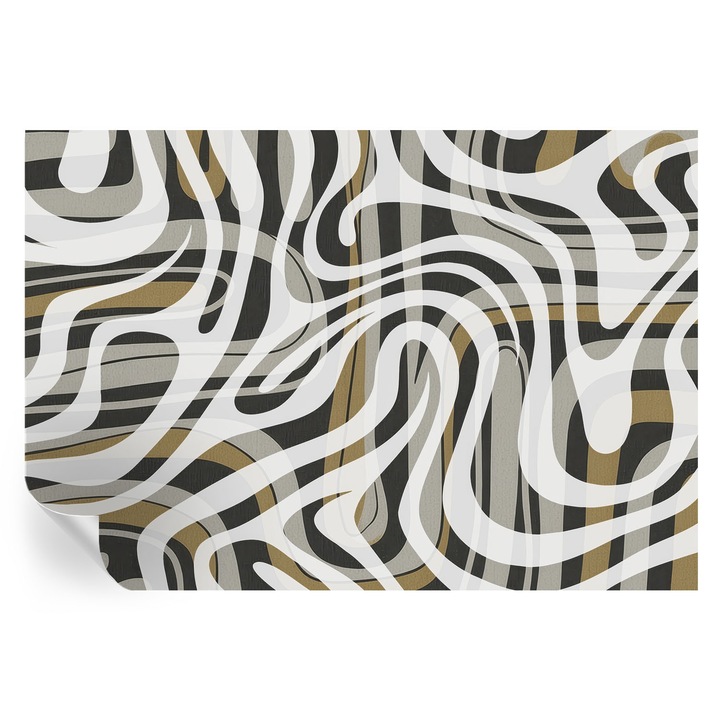 Öntapadós Dekor Tapéta, Tulup, Absztrakt vonalak, Fehér, 152 x 104 cm, Dekoráció, Nedvesség- És Foltálló, 010170060180000284824