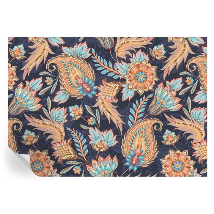 Öntapadós Tapéta Fali Dekoráció, Tulup, Virágminta, Tengerészkék, 312 x 219 cm, Dekor, Könnyen Felszerelhető, 010170060960000013164