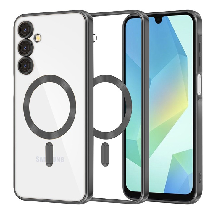 Husă telefon Techsuit Luxury Crystal MagSafe, negru, pentru Samsung Galaxy A16 4G / A16 5G, din TPU