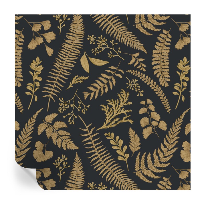 Öntapadós Tapéta Falra, Tulup, Botanikai levelek, Fekete, 250 x 250 cm, Dekoráció, Nedvesség- És Foltálló, 010170060030000012658