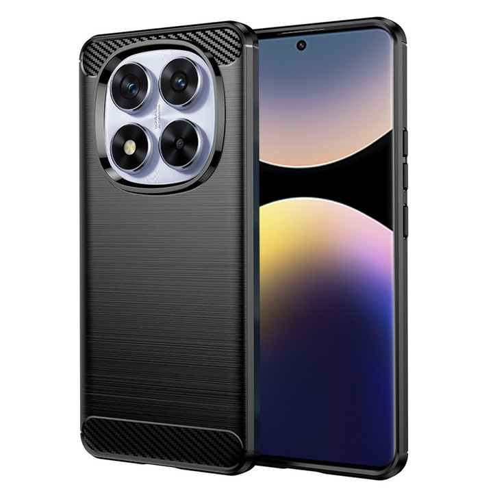 Husa Carbon pentru Xiaomi Redmi Note 14 Pro 5G / Poco X7, Silicon TPU Durabil, Protectie sporita, Rezistenta la socuri, Grip Anti-Alunecare, Neagra