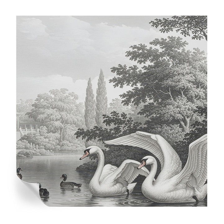 Tapet autocolant, Tulup, Eleganta naturii, Negru, 250x250cm, Lavabil