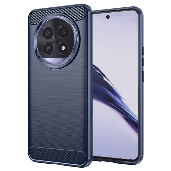 Husa Carbon pentru Realme 13 Pro / 13 Pro+, Silicon TPU Durabil, Protectie sporita, Rezistenta la socuri, Grip Anti-Alunecare, Albastra