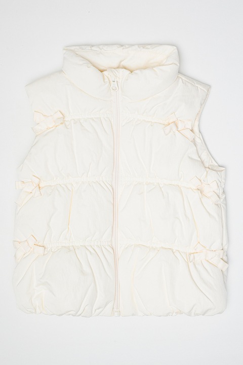 United Colors of Benetton, Vesta matlasata cu funde, Alb fildes