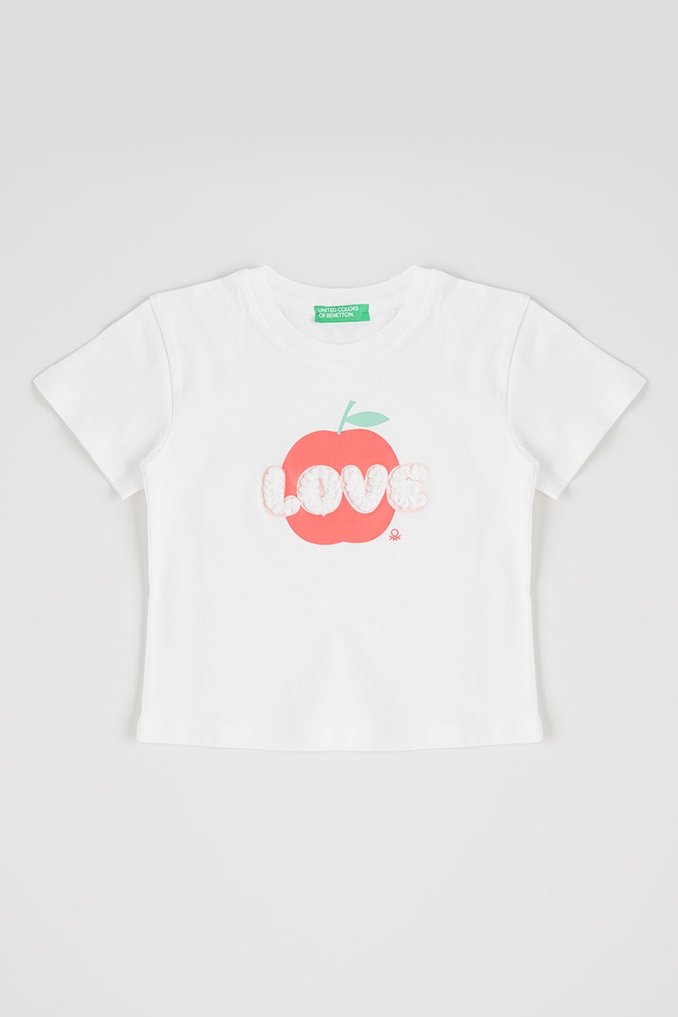 United Colors of Benetton, Tricou cu imprimeu cu fructe si aplicatii variate, Rosu, Alb, 116 CM