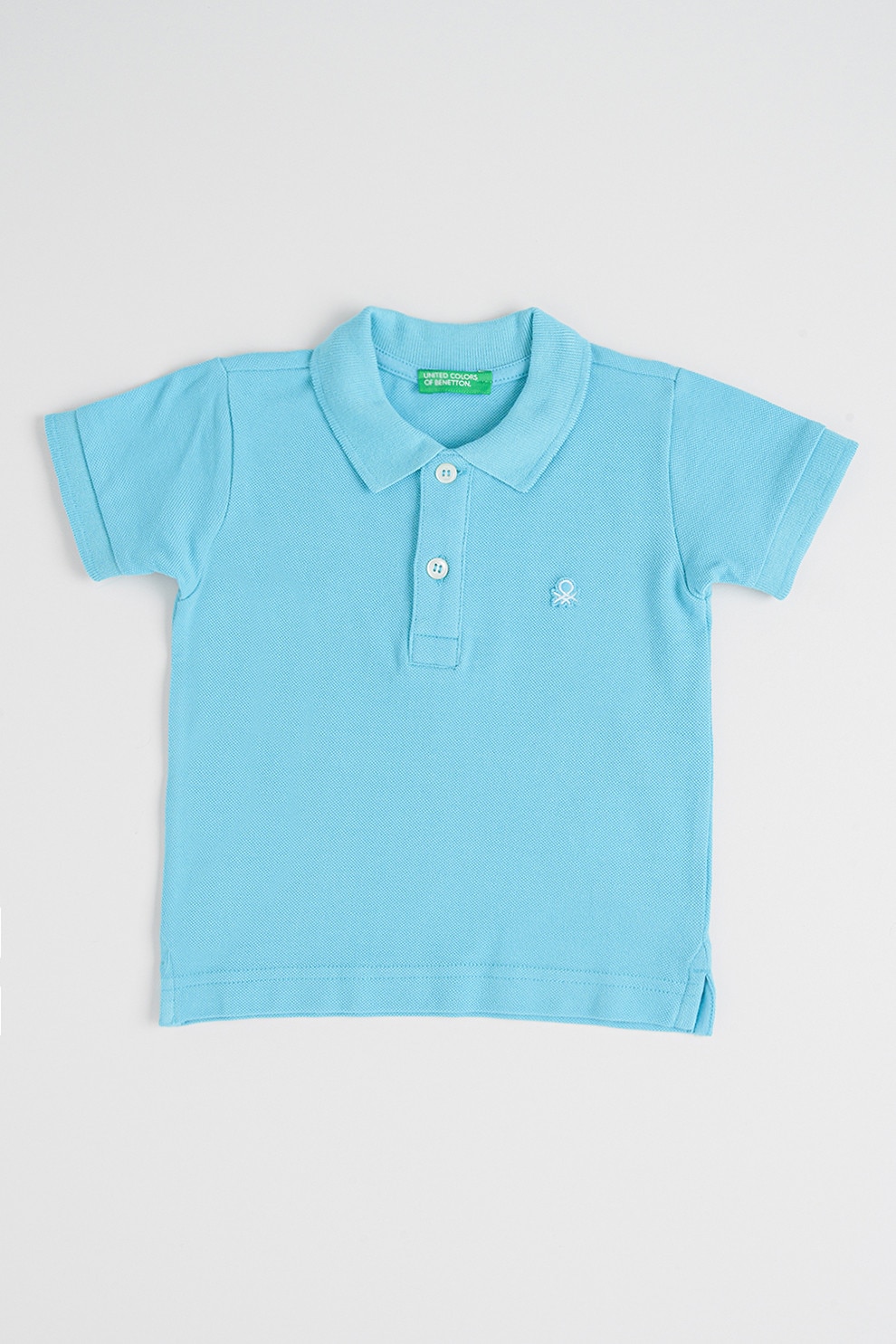 United Colors of Benetton, Tricou polo de bumbac pique, Albastru deschis, 90 CM