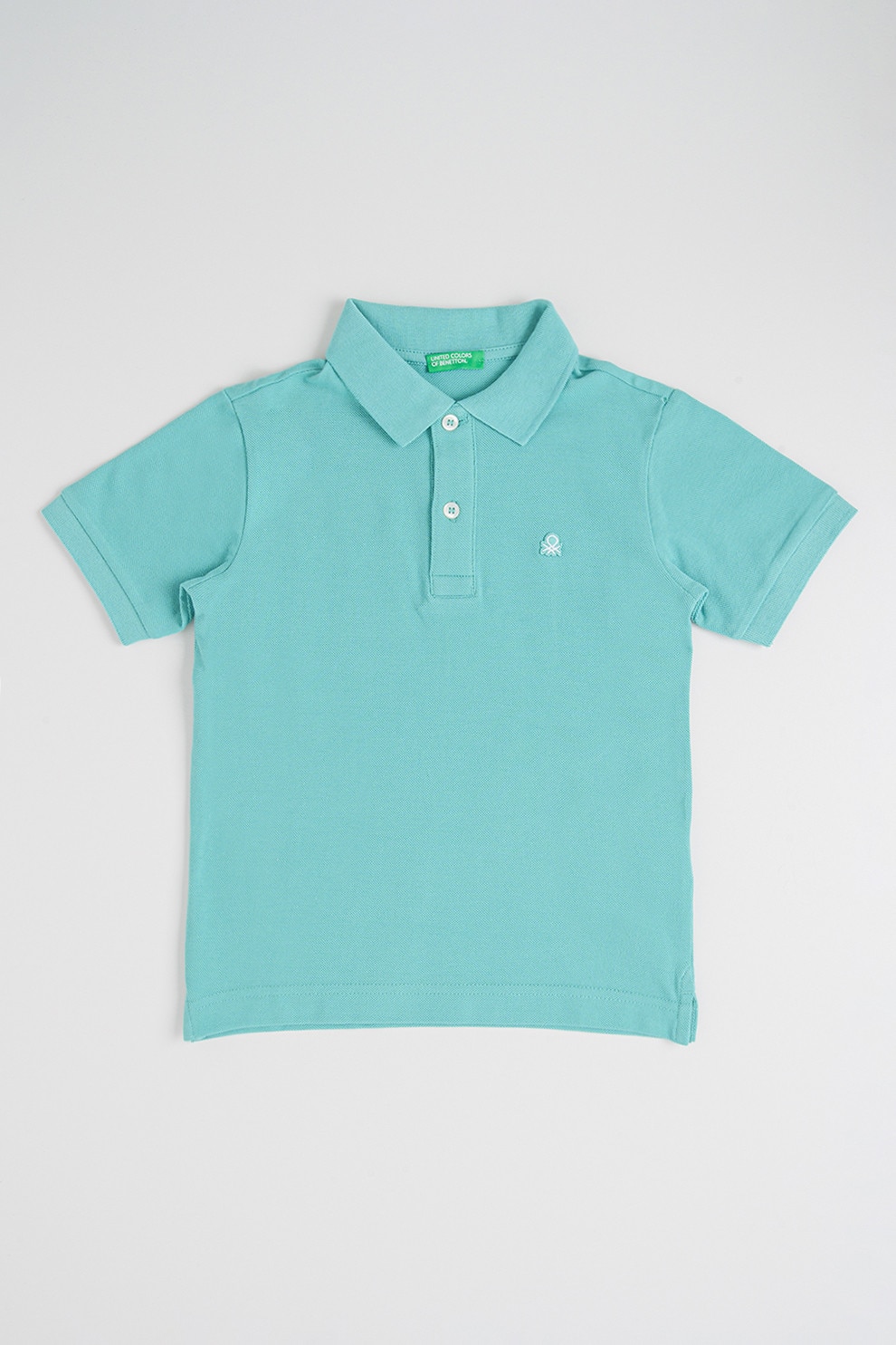 United Colors of Benetton, Tricou polo din bumbac pique cu logo, Verde persan, 150 CM