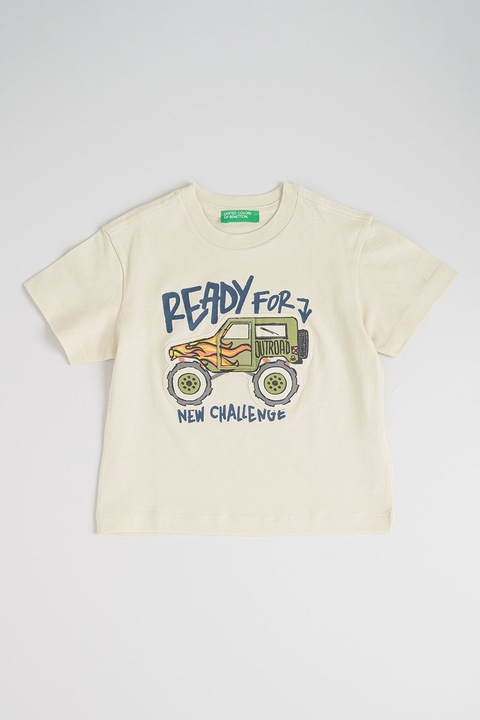 United Colors of Benetton, Mintás póló, Sötétkék/Páfrányzöld/Krémszín