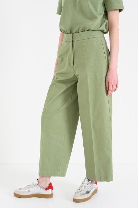 United Colors of Benetton, Pantaloni crop cu croiala ampla, Verde pal