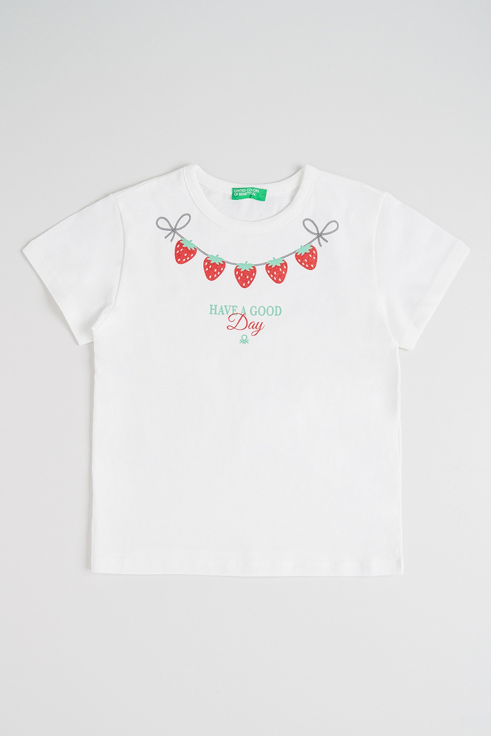 United Colors of Benetton, Tricou din bumbac cu imprimeu, Rosu, Alb, Verde menta, 130 CM