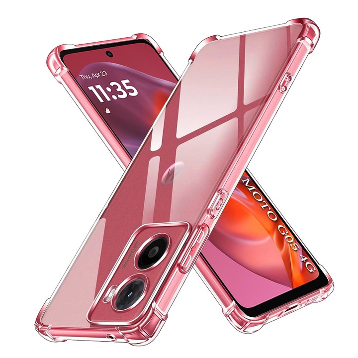 Husa Clear Anti-Soc pentru Motorola Moto G05 / E15, Protectie Colturi AirBag, Rezisntenta Socuri si Zgarieturi, Design Slim, Transparenta