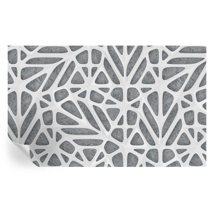 Öntapadós Fotótapéta Falra, Tulup, Geometriai hálózat, Fehér, 416 x 254 cm, Dekoráció, Modern Belsőépítészeti Dekoráció, 010170060070000056564