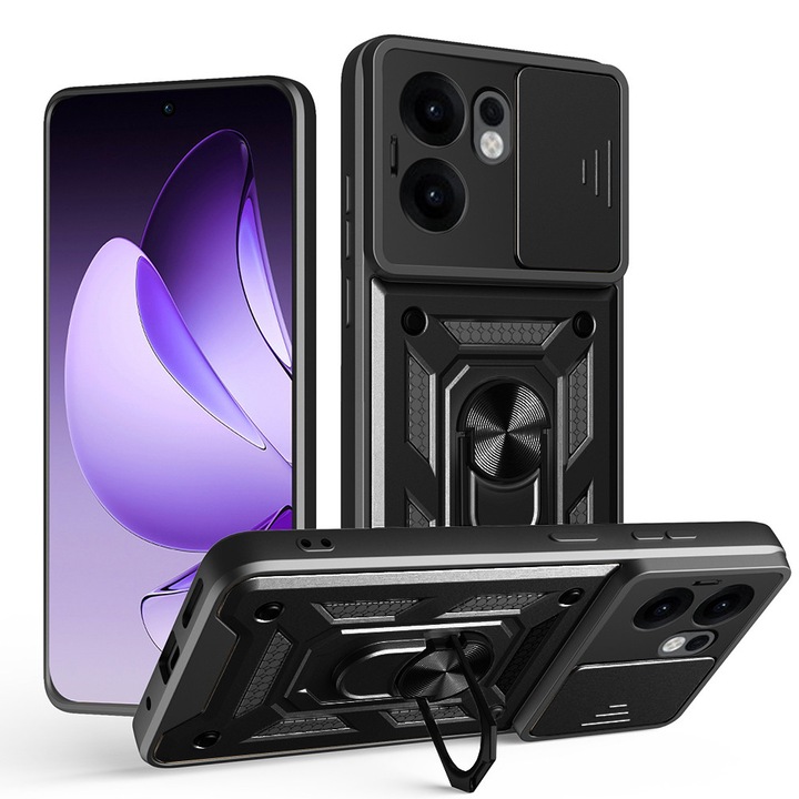 Калъф за Oppo Reno13 F 4G, от поликарбонат, Stef's Cat, Черен