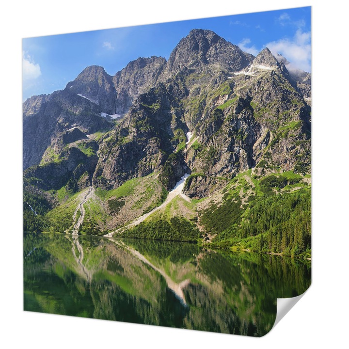 Tapet Textil Autocolant, Wallfluent, Munti pitoresti, Albastru, 250 x 250 cm, Pentru Perete, Rezistente La Apa, Umiditate Si Pete, 010170060030000001811