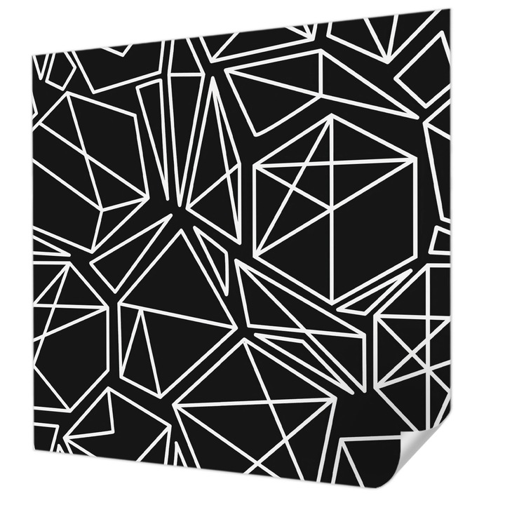 Tapet Autodeziv De Perete, Wallfluent, Abstractie moderna, Negru, 250 x 250 cm, Pentru Baie, Bucatarie, 010170060030000013019