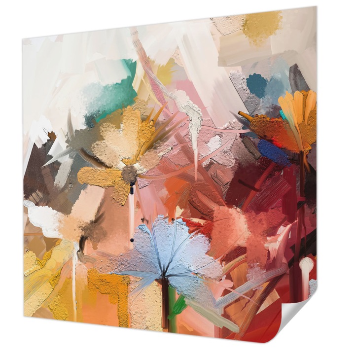 Fali Fotótapéta Autodeziv, Wallfluent, Rezumat floral, Bej, 250 x 250 cm, Pentru Baie, Bucatarie, 010170060030000017155