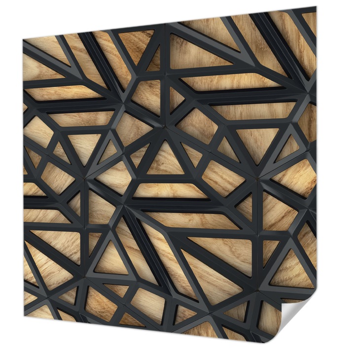 Fali Fotótapéta Autodeziv, Wallfluent, Conexiune geometrica, Gri, 250 x 250 cm, Pentru Perete, Rezistente La Apa, Umiditate Si Pete, 010170060030000033991